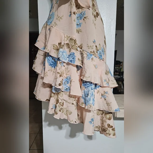 SHEIN Asymmetrical Floral Dress - Blue and Cream - Picture 3 of 5